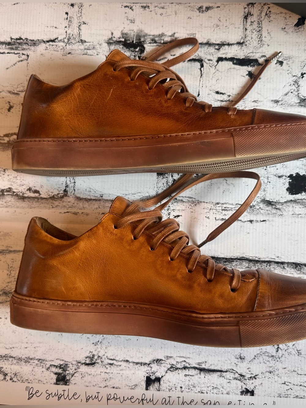 John Varvatos Reed Low Top Brownstone Leather Sneakers Men’s Size 10.5 - Picture 4 of 6